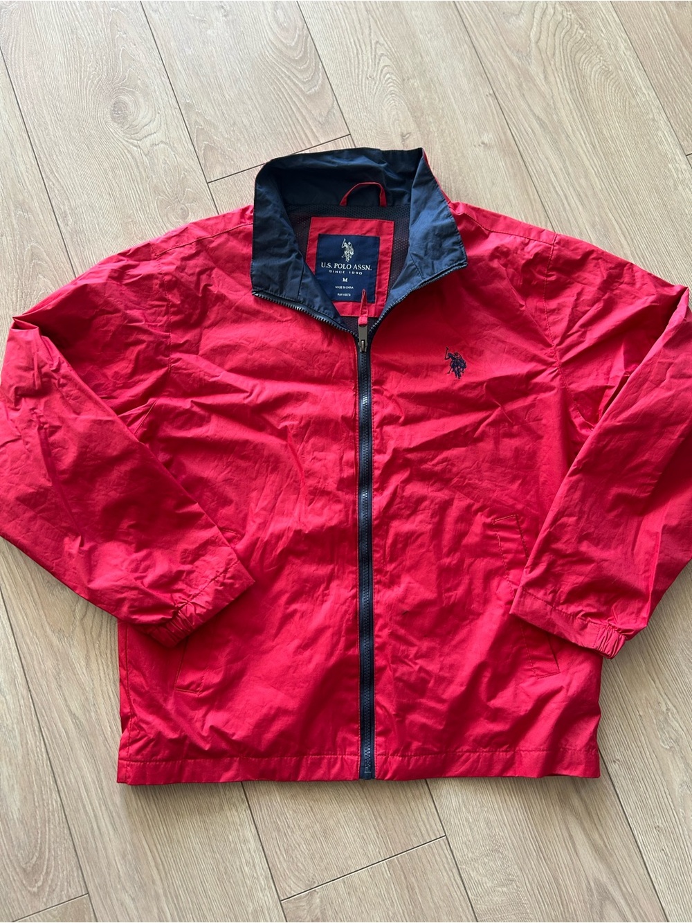 U.S. Polo Assn. Red Windbreaker with Navy Trim